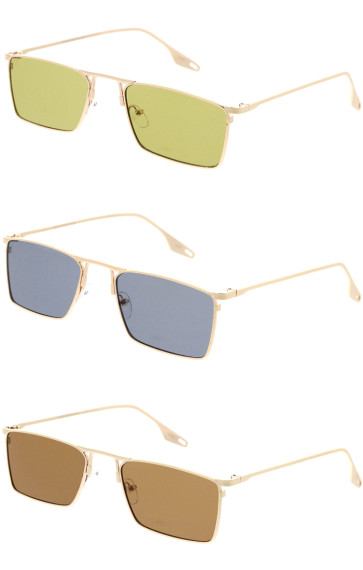 Slim Sleek Metal Frame Square Wholesale Sunglasses 53mm