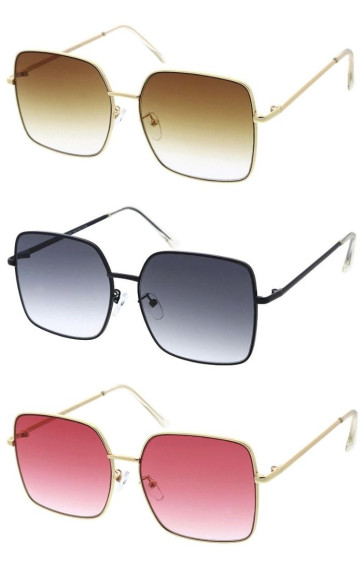 Sleek Metal Gradient Lens Geometric Square Wholesale Sunglasses