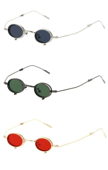 Mini Classic Style Foldable Arm Small Flip Lens Oval Round Wholesale Sunglasses