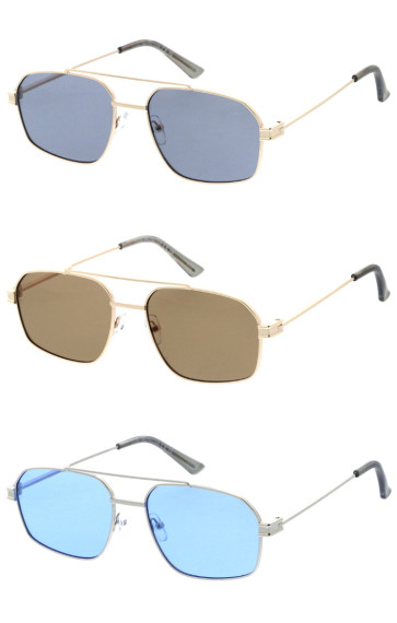 Sleek Medium Crossbar Hexagon Geometric Aviator Wholesale Sunglasses