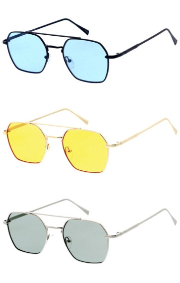 Medium Metal Frame Crossbar Aviator Style Geometric Wholesale Sunglasses