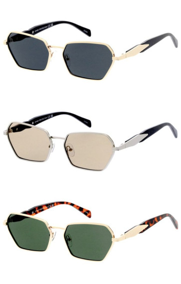 Semi Metal Frame Cat Eye Style Rectangular Geometric Wholesale Sunglasses