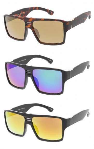 Contemporary Plastic Mens Aviator Sunglasses w Mirrored Lens