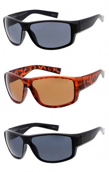 Large Active Lifestyle Square Chunky Temple Arms Sports Wrap Wholesale Sunglasses