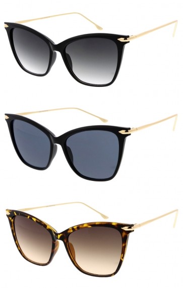 Elegant Metal Temple Accent Two-Tone Horn Rimmed Wholesale Sunglasses 54mm