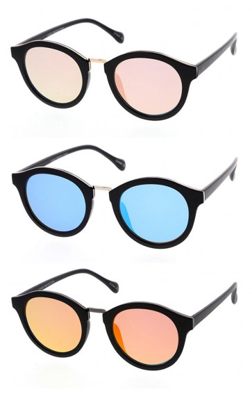 Mirrored Retro Womens Plastic Frame Sunglasses 