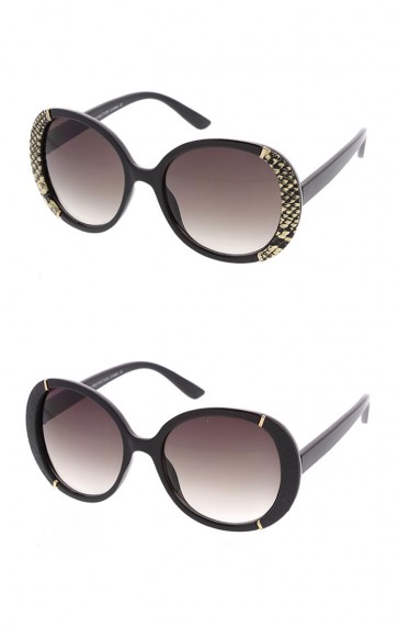 Womens Fashion Metal Accented Oversized Sunglasses