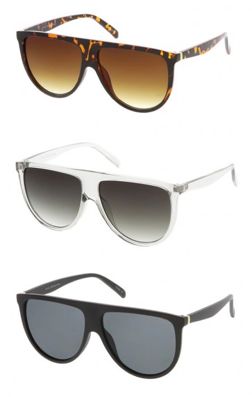 Modern Oversize Flat Top Neutral Color Flat Lens Aviator Wholesale Sunglasses