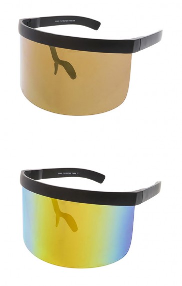 Retro Modern Oversized Mirrored Lens Shield Visor