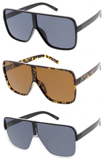 Oversize Flat Top Aviator Horn Rimmed Flat Lens Fashion Wholesale Sunglasses