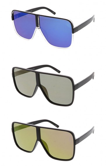 Oversized Flat Top Aviator Mirror Lens Wholesale Sunglasses