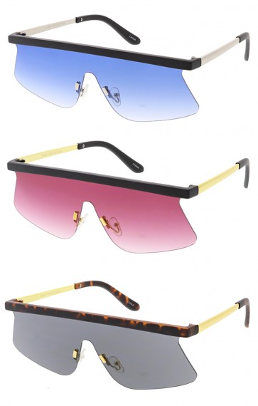Retro Modern Flat Top Shield Wholesale Sunglasses