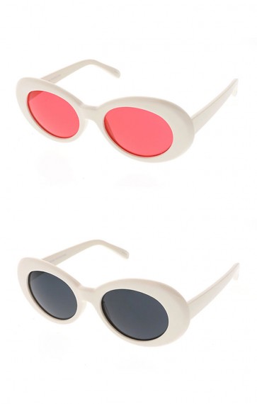 Retro 90's Fashion Oval Round Blue Light Filter Clear Lens Wholesale Sunglasses