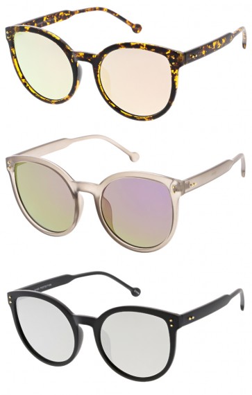 Oversize Women's Mirrored Flat Lens Cat Eye Wholesale Sunglasses