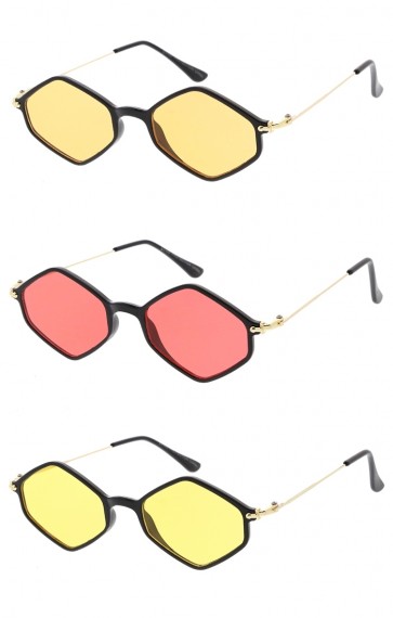 Thin Hexagon Wire Frame Colors Lens Wholesale Sunglasses