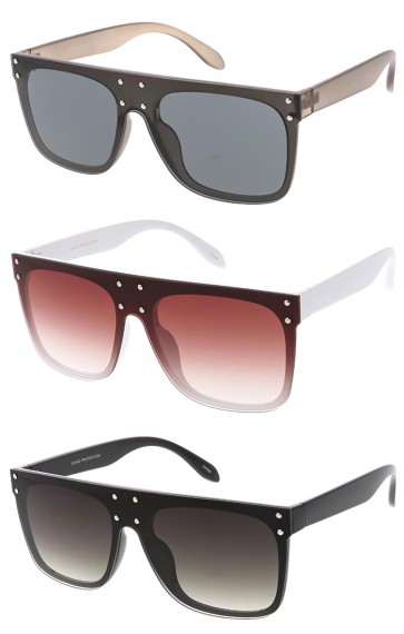 Large Retro Studded Flat Top Wholesale Sunglasses