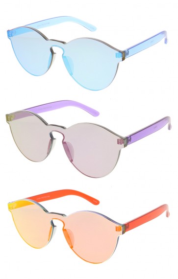Mono Block Rimless Mirror Lens Wholesale Sunglasses