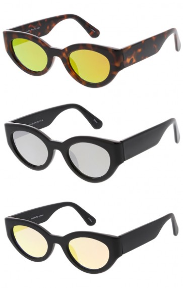 Fashion Wrap Around Cat Eye Mirror Lens Wholesale Sunglasses
