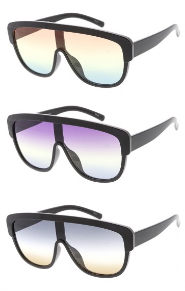 Oversized Rounded Flat Top Mono Lens Womens Wholesale Sunglasses