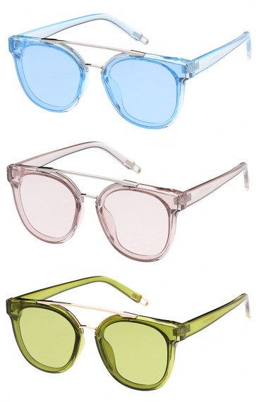 Oversized Horned Rim Solid Color Lens Wholesale Sunglasses