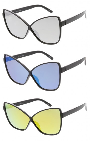 Oversized Butterfly Cat eye Mirror Lens Womens Wholesale Sunglasses
