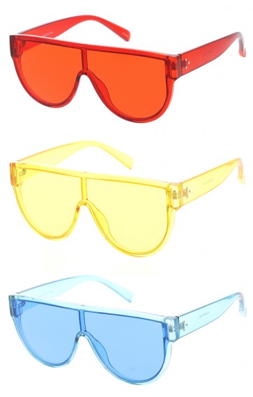 Retro Oversized One Piece Mono Color Lens Wholesale Sunglasses