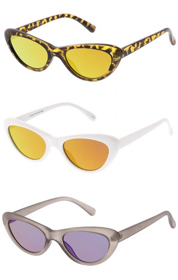 Women's Small Thick Cat Eye Flat Lens Wholesale Sunglasses