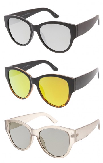 Oversized Horn Rimmed Mirror Lens Womens Wholesale Sunglasses