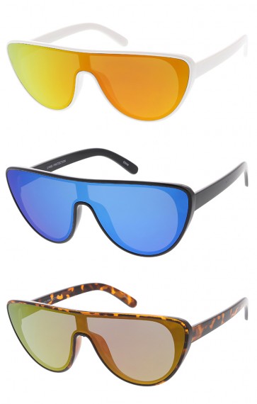 Retro Aviator Flat Top Mirrored Lens Cat Eye Wholesale Sunglasses
