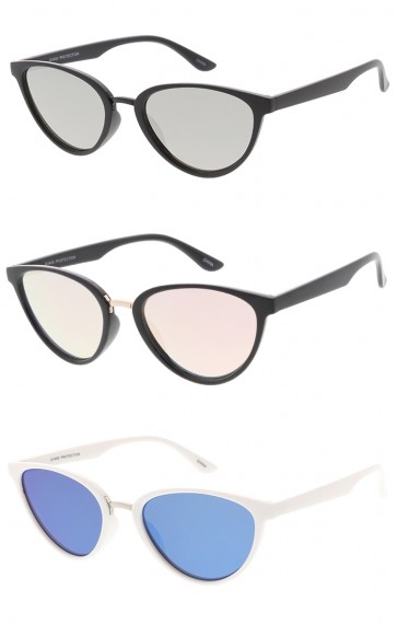 Mid Sized Cat Eye Retro Style Wholesale Sunglasses - Color Lens