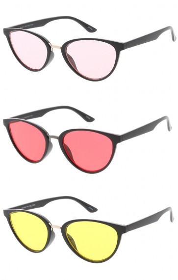 Horn Rimmed One Piece Color Lens Wholesale Sunglasses