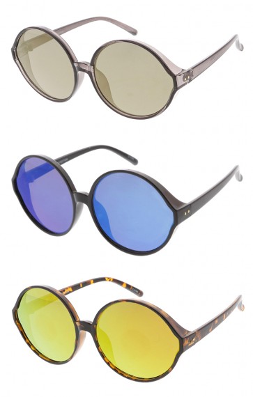 Oversized Retro Round Mirror Lens Wholesale Womens Sunglasses