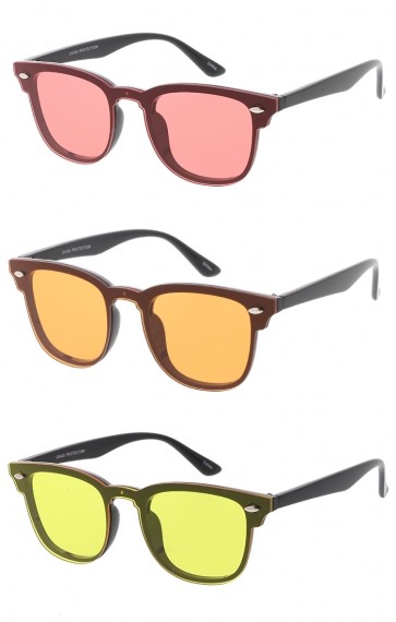 Club Style Horn Rimmed Wholesale Sunglasses with Rivets