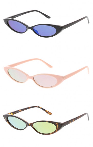 Vintage Thin Small Cat Eye Mirror Lens Womens Wholesale Sunglass