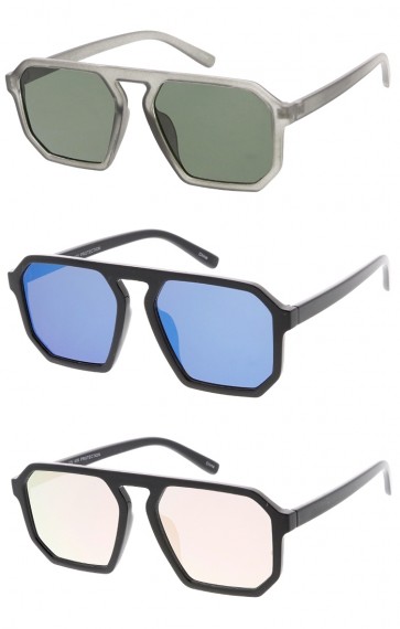 Flat Top Square Plastic Aviator  Wholesale Sunglasses