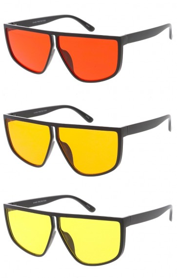 Oversized Flat Top Color Lens Wholesale Sunglasses