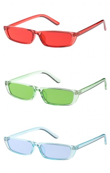 Retro Colorful Slim Flat Top Narrow 1990'S Wholesale Sunglasses