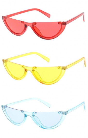Flat Top Half Frame Color Lens Wholesale Sunglasses