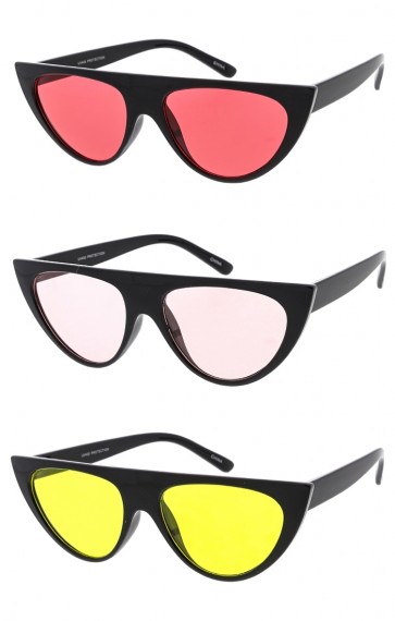 Chucky Flat Top Cat Eye Color Lens Womens Wholesale Sunglasses