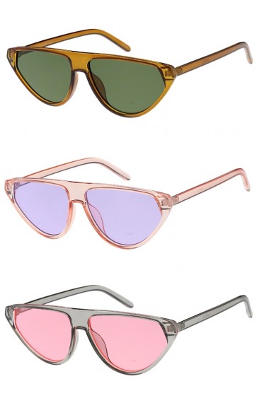 Womens Flat Top Cat Eye Color Lens Wholesale Sunglasses