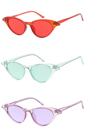 Womens Vintage Style One Color Frame and Lens Cat Eye Wholesale Sunglasses