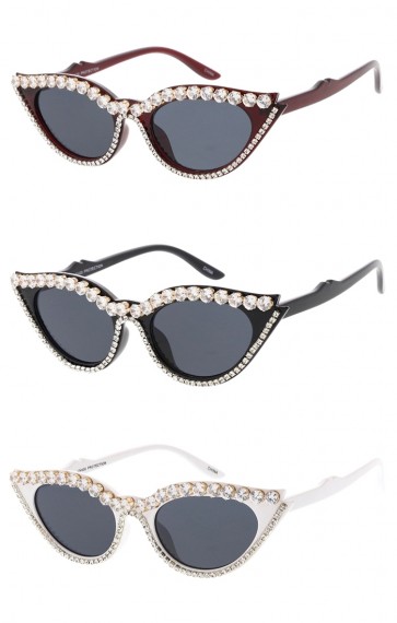 Womens Retro Cat Eye Rhinestone Wholesale Sunglasses