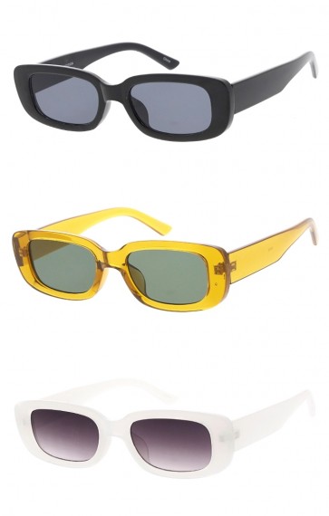 Retro Thick Rectangle Frame Neutral Colored Lens Wholesale Sunglasses