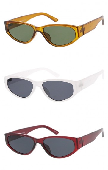 Women's Retro Cat Eye Wide Arms Neutral Colored Lens Wholesale Sunglasses