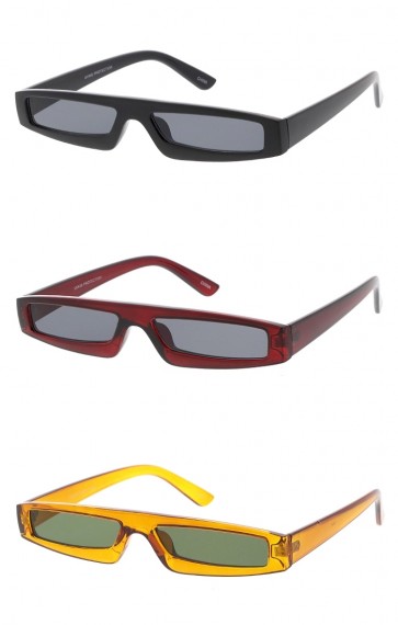 Futuristic Small Rectangle Neutral Colored Lens Wholesale Sunglasses