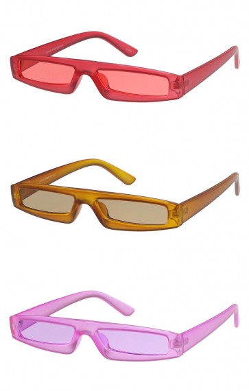 Futuristic Small Matte Rectangle Color Tinted Lens Wholesale Sunglasses