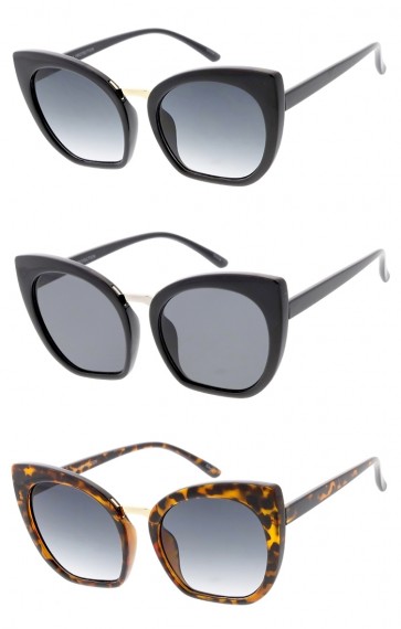 Women's Oversize Cat Eye Neutral Colored Lens Wholesale Sunglasses