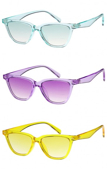 Women's Horn Rimmed Cat Eye Color Tinted Flat Lens Wholesale Sunglasses