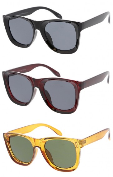 Oversize Horn Rimmed Neutral Colored Square Lens Wholesale Sunglasses