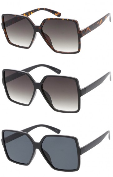 Oversize Square Neutral Colored Flat Lens Wholesale Sunglasses